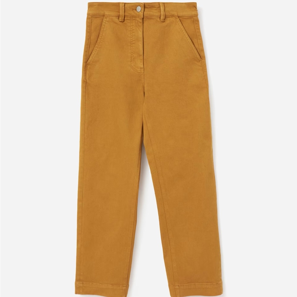 Everlane Cropped High-Rise Pants in Mustard